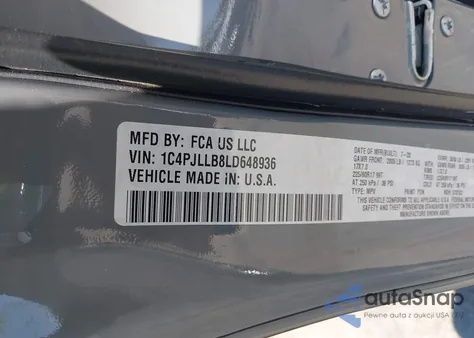 2020 Jeep Cherokee Latitude Plus Fwd from USA, damaged, VIN 1C4PJLLB8LD648936